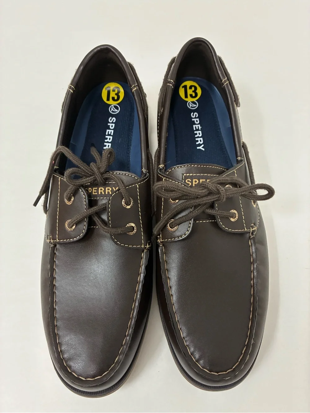 Sperry Men's Dark Brown Leather Lace-Up Boat Shoes Size 13